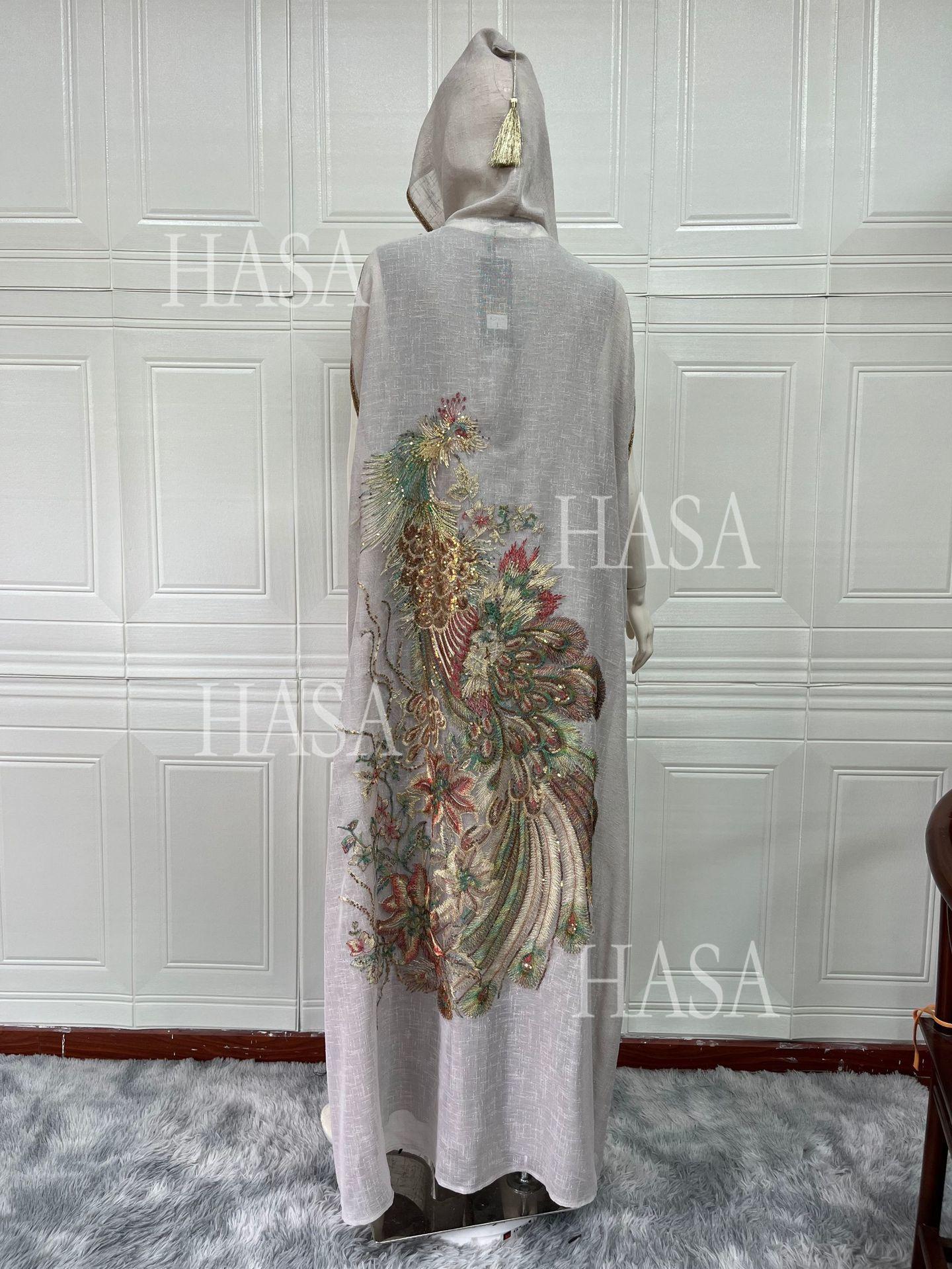 HASA HS6763 Elegant Tassel Hooded Maxi Ensemble