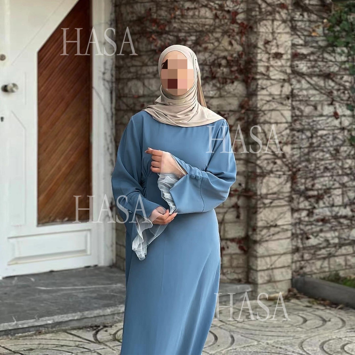 HASA's series HS6507 Simple style spliced lace robe dress (headscarf not included)