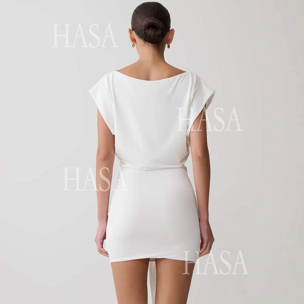 HASA HS6770 Minimal Chic Short Sleeve Mini Dress