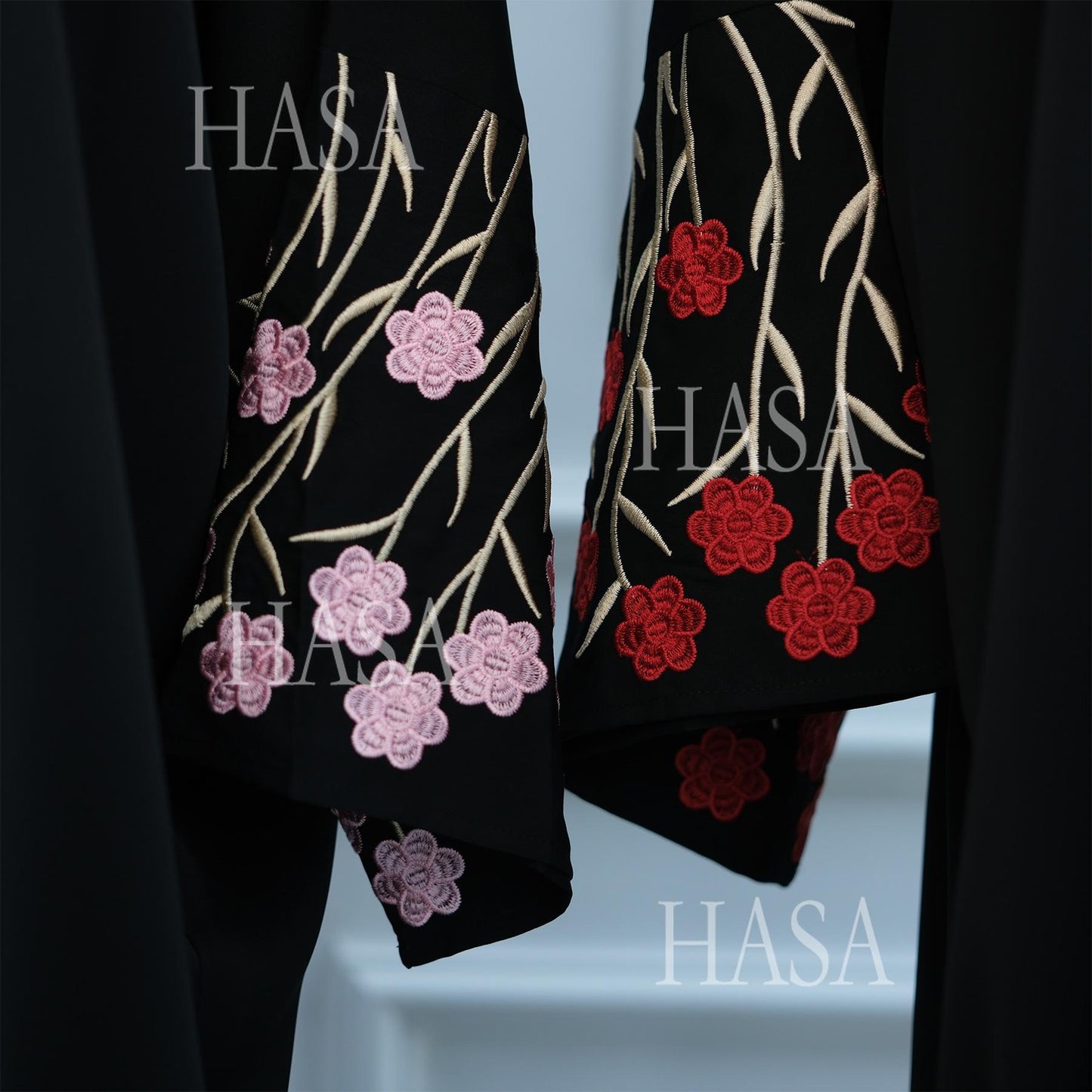 HS6529 Embroidered cardigan robe with headscarf, optional inner wear combination