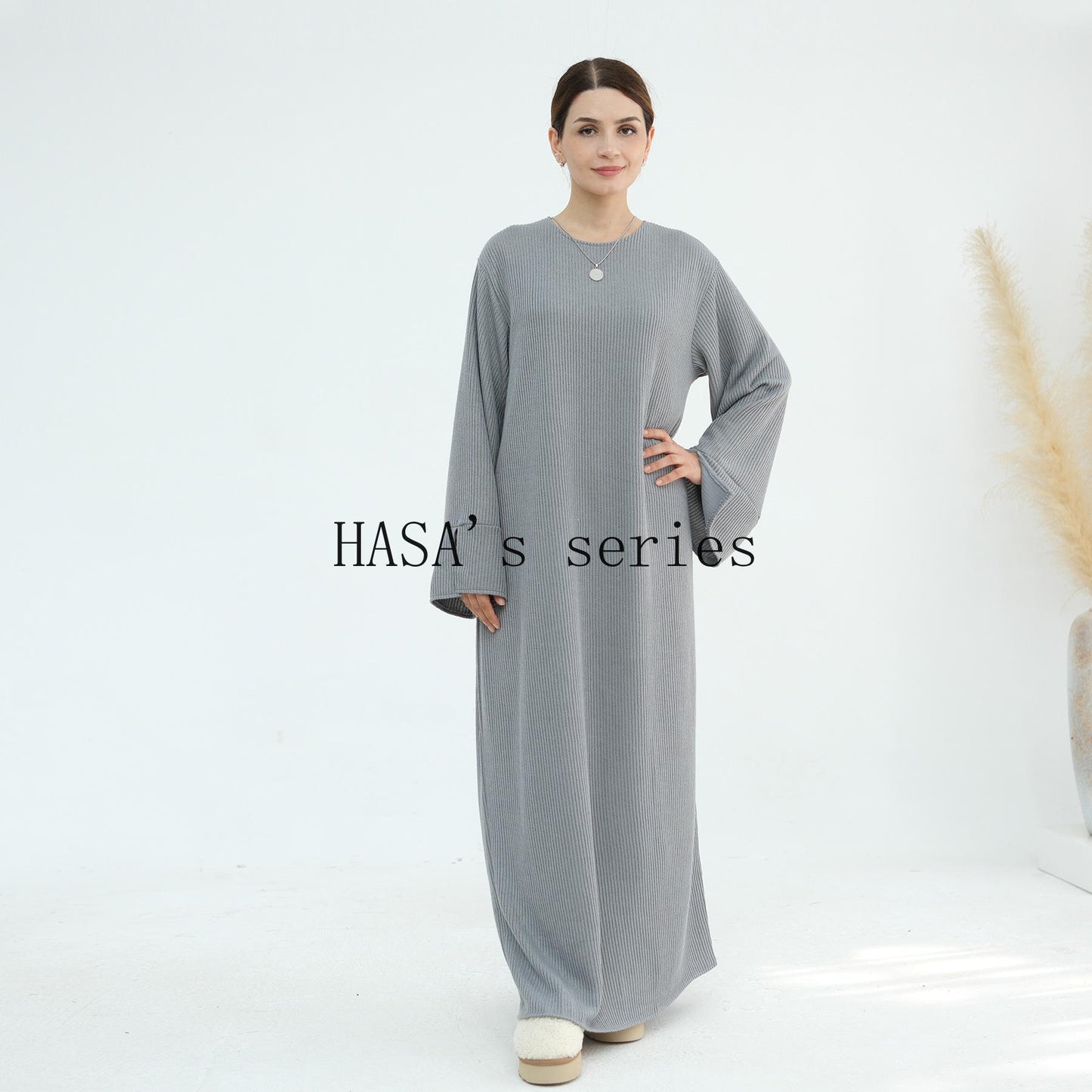 HS5440 Large Sleeve Thick Knitted Sweater Dress - Loose and Elegant Long Dress party  wear red dress thick  thigh 2  part bow  outfits