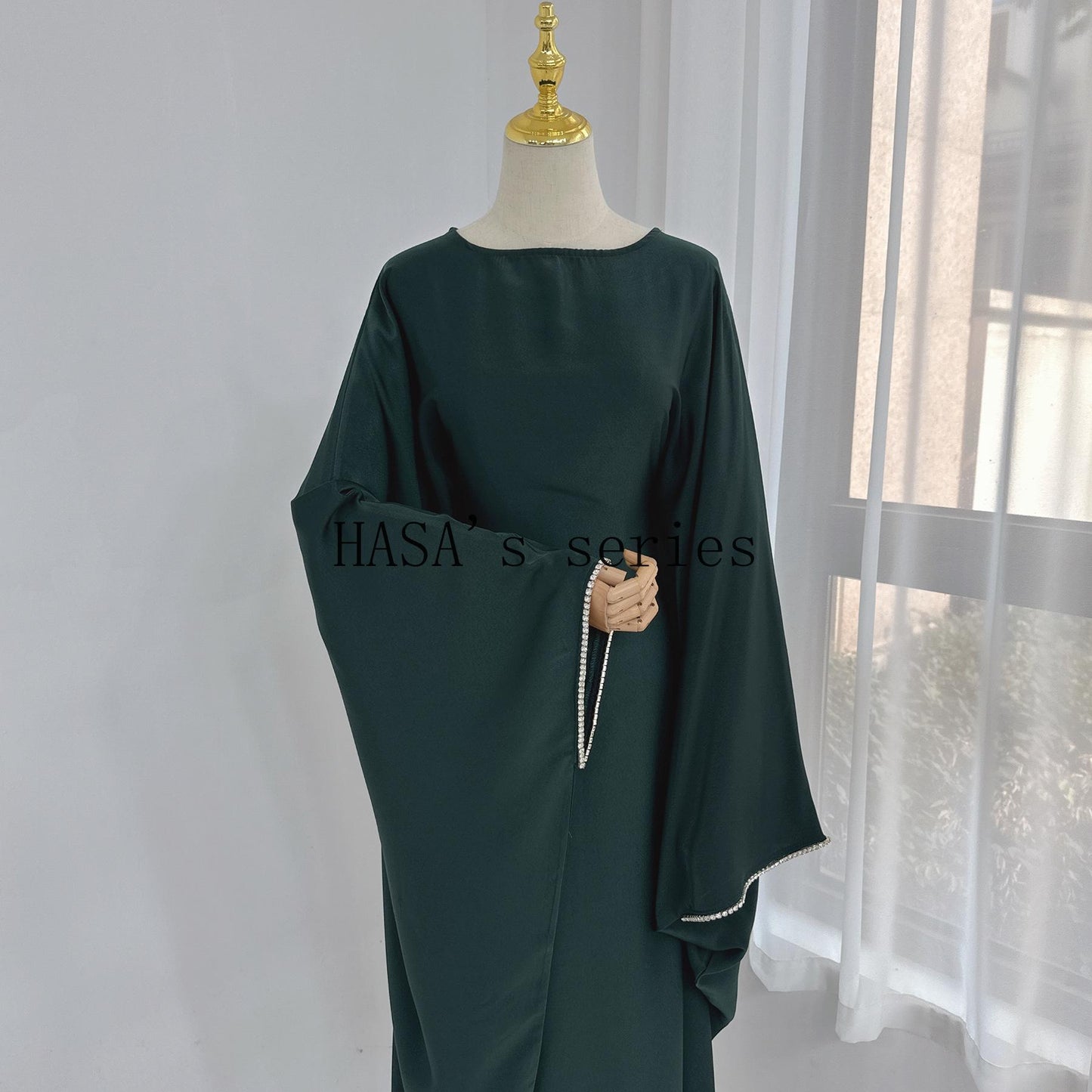 HS4841 A Minimalist, Beaded, Matte Satin Long Dress with A Subtle and Elegant Design.