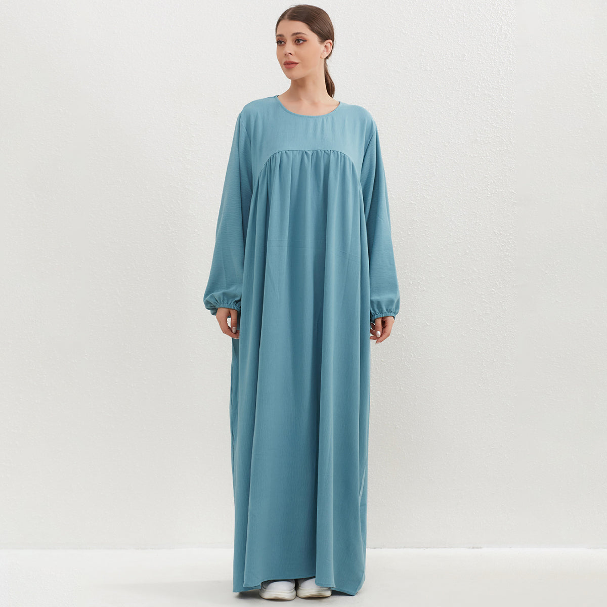 HASA HS0559 Crepe Abaya with Pockets + Layered Khimar Set