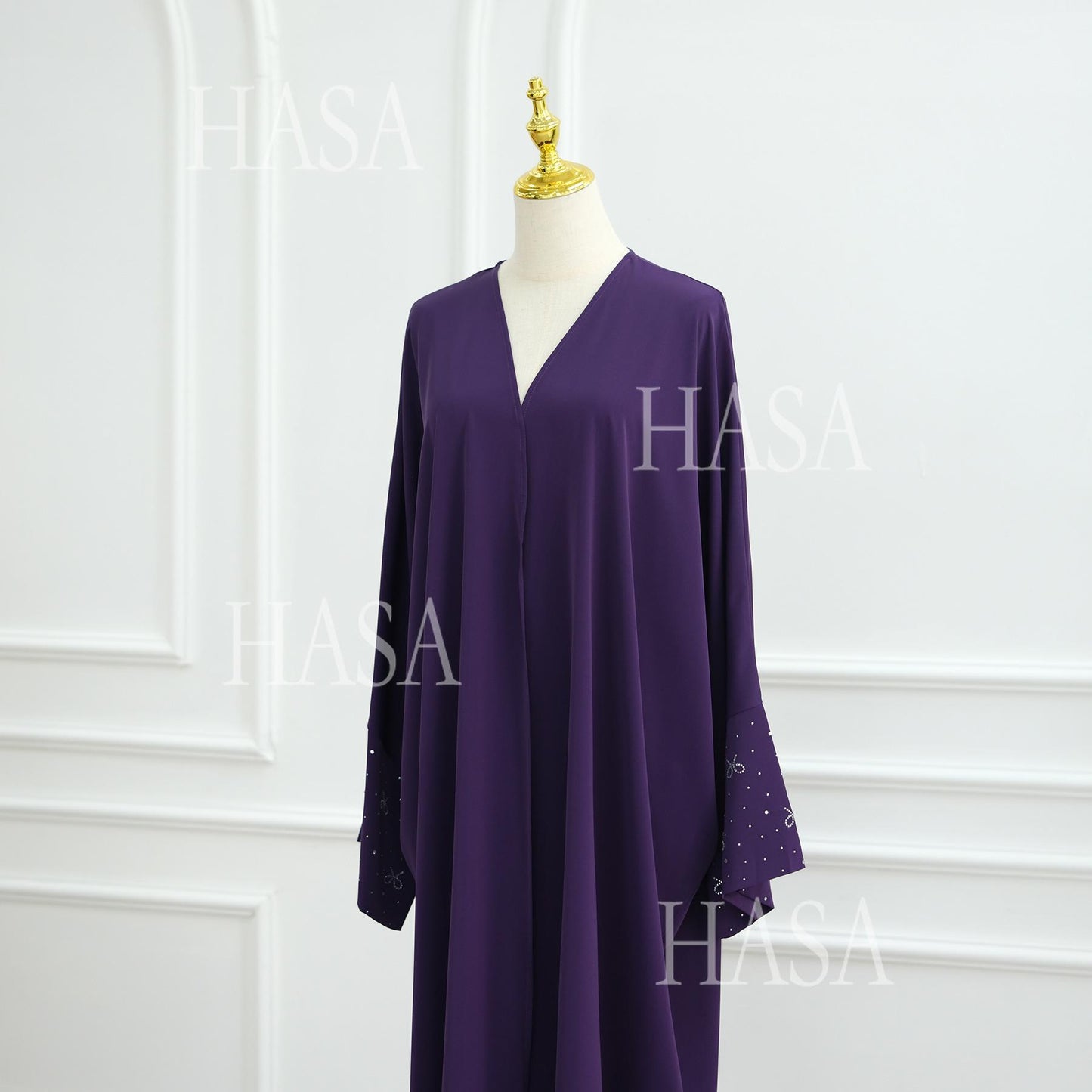 HS6492  Long-sleeved Robe with Bow and Beading