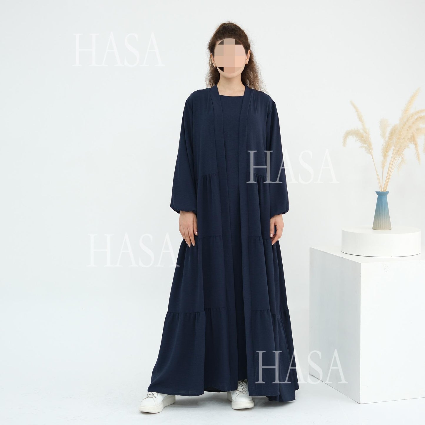 HS6559  Solid Color Loose Robe Dress Two-piece Set