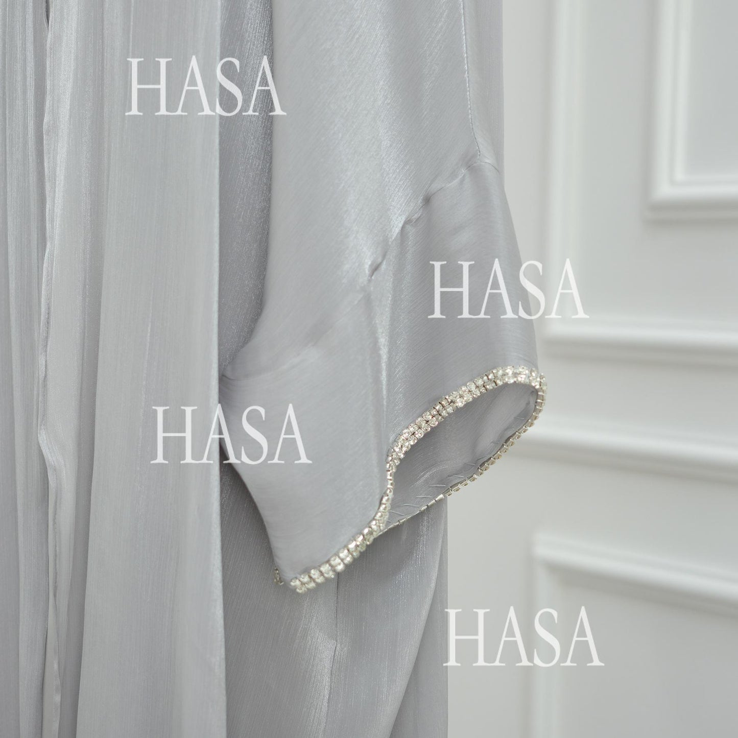 HS6553  Two-Piece Solid Abaya with Beaded Details and Matching Scarf Option
