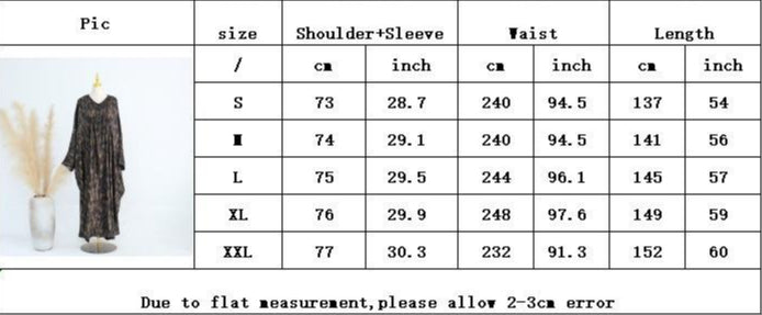 HS6566 Long-sleeved Printed Batwing Sleeve Loose Dress