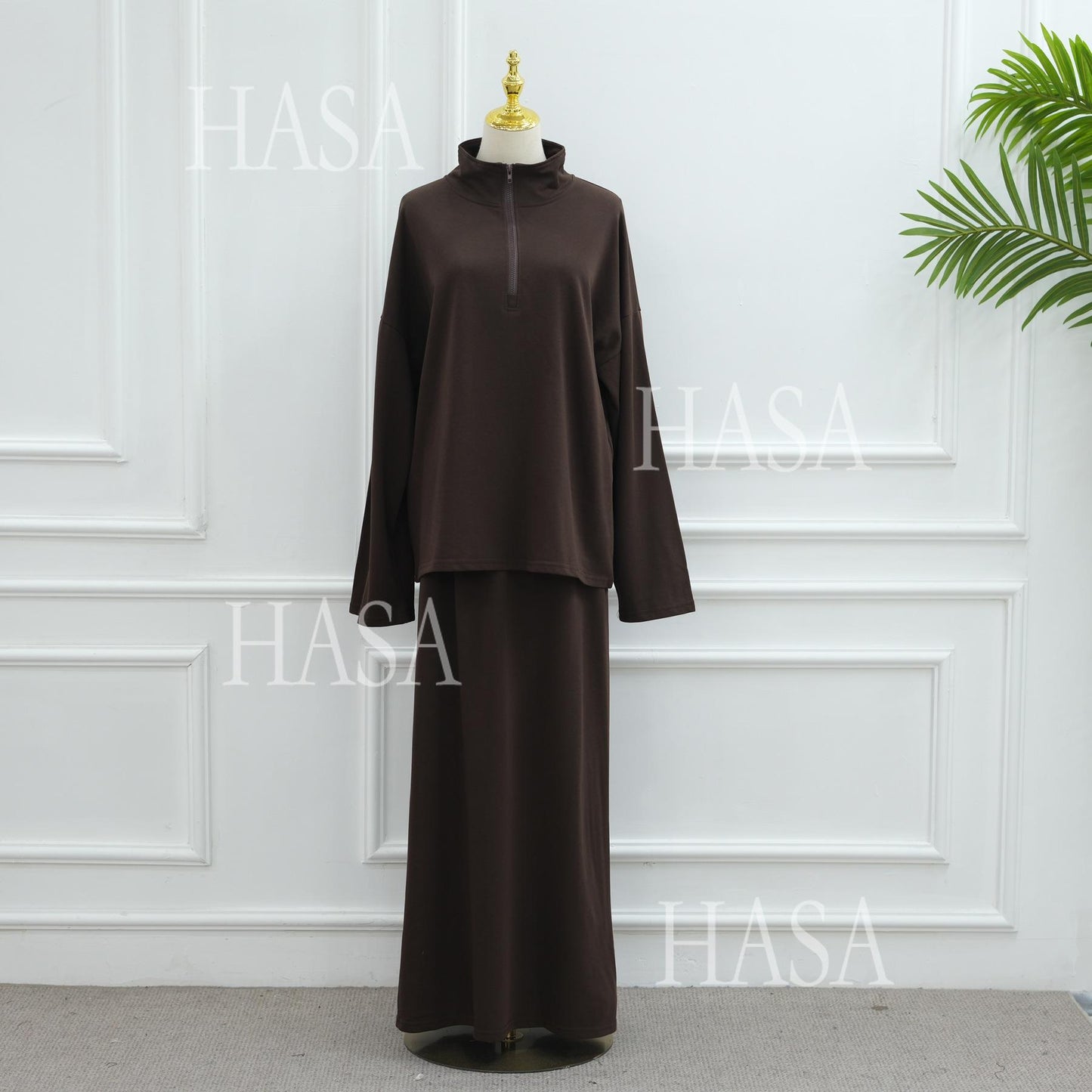 HASA HS6783 Cool Streetwear Maxi Skirt and Loose Top Set
