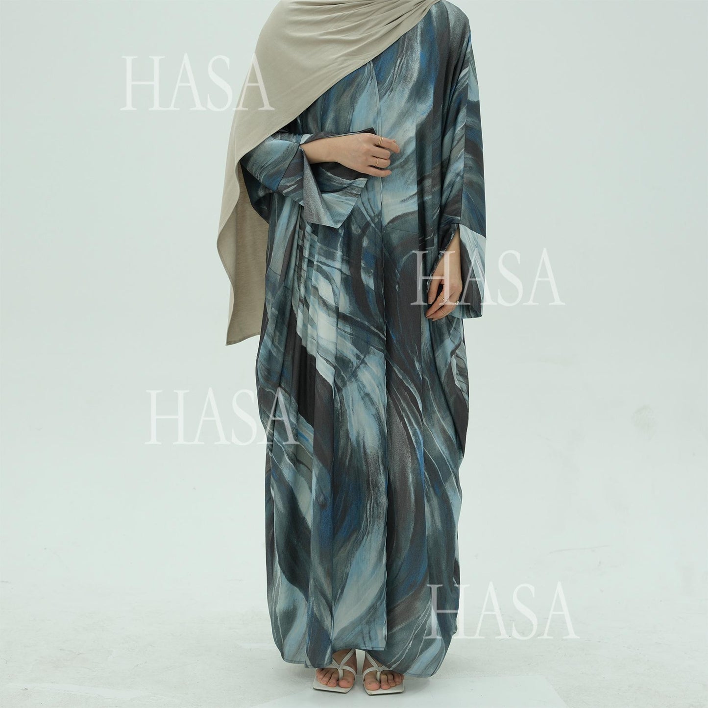 HS6509 Abstract Printed Loose Abaya (Headscarf Not Included)