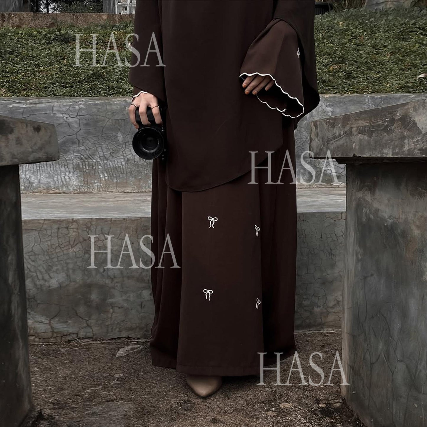 HS6558 Bow Embroidered Long Sleeve Dress - Swing Fashion Style