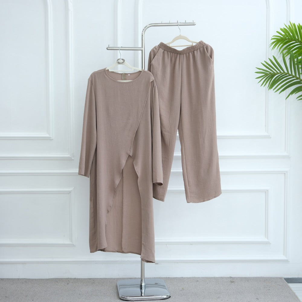 HS6605 Stylish asymmetrical two-piece set (with optional headscarf)