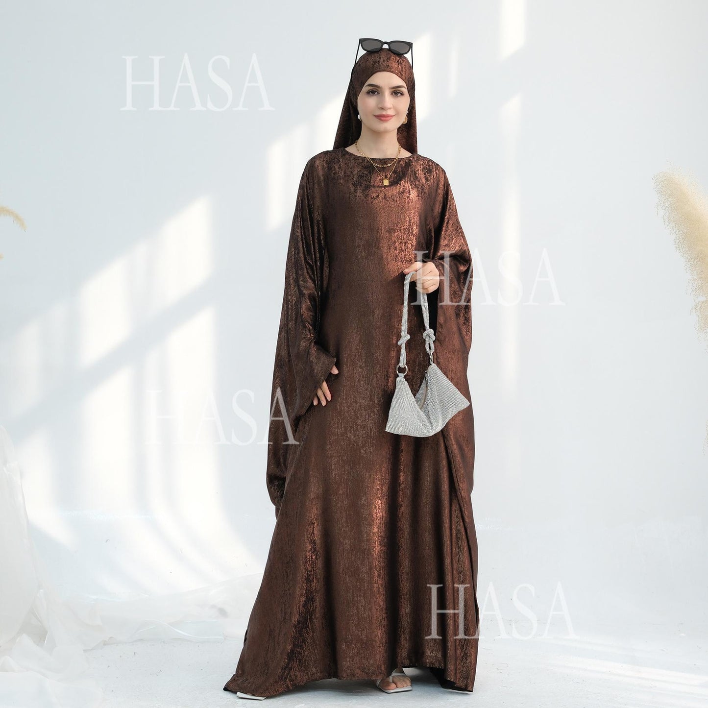 HS5879 Light-sensing Two-piece Dress | with Headscarf Design, The Overall Matching Is More Worry-free