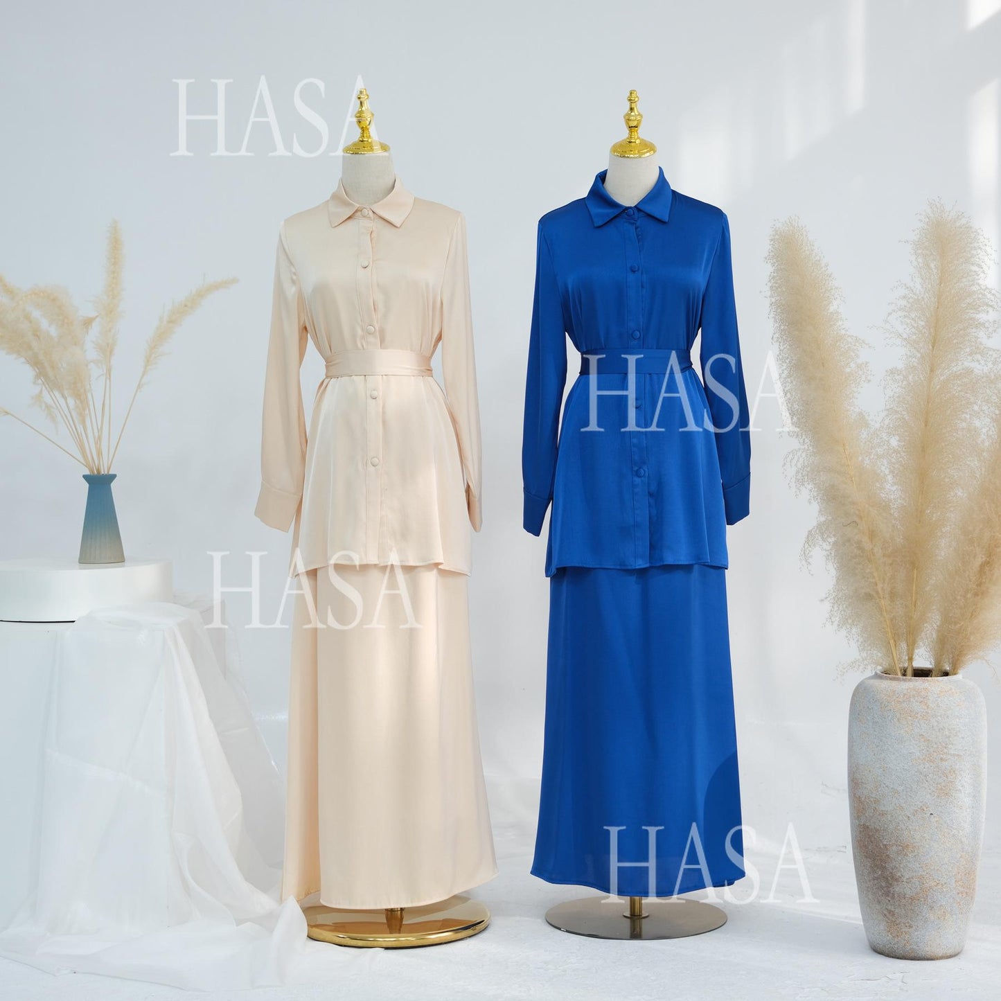 HS5874 Gentle Lace-up Two-piece Suit, Simple Texture, First Choice for Daily Wear abaya girl