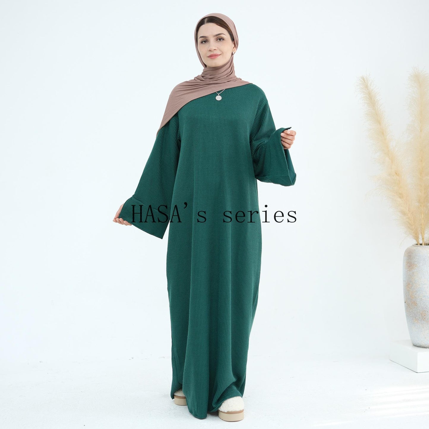 HS5440 Large Sleeve Thick Knitted Sweater Dress - Loose and Elegant Long Dress party  wear red dress thick  thigh 2  part bow  outfits