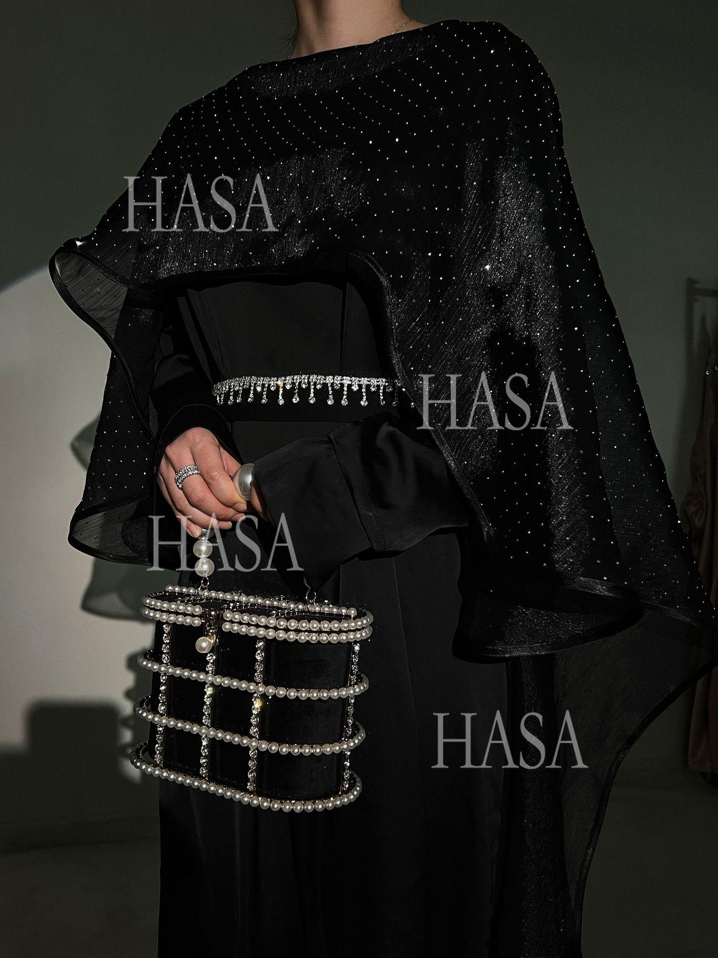 HASA's Series HS6573 Abaya Elegant Cape-style Long Dress