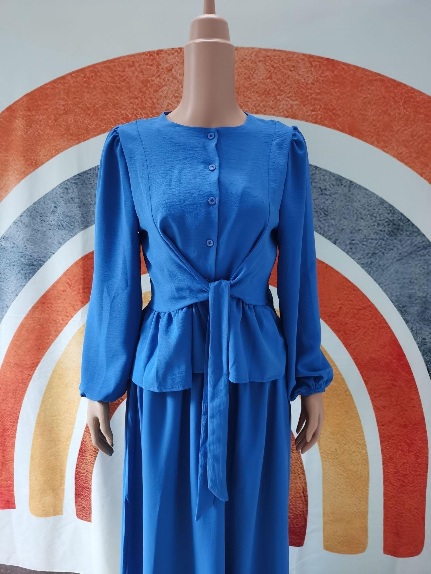 HASASERIES HS0825 Ensemble 2 pièces chemise à manches longues avec robe