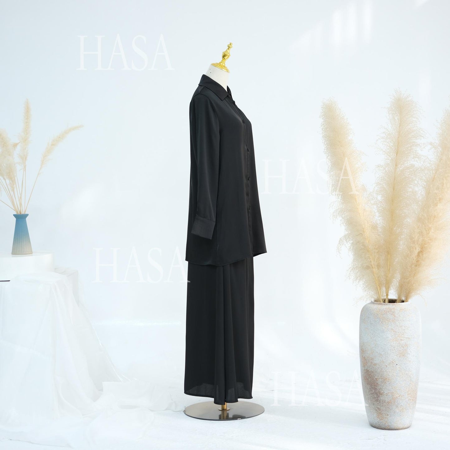 HS5874 Gentle Lace-up Two-piece Suit, Simple Texture, First Choice for Daily Wear abaya girl