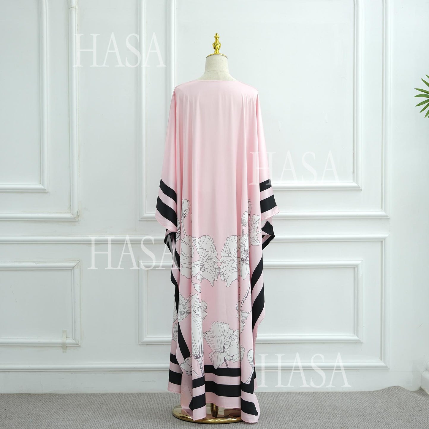 HS6556 Colorblock Print Cardigan Robe Dress