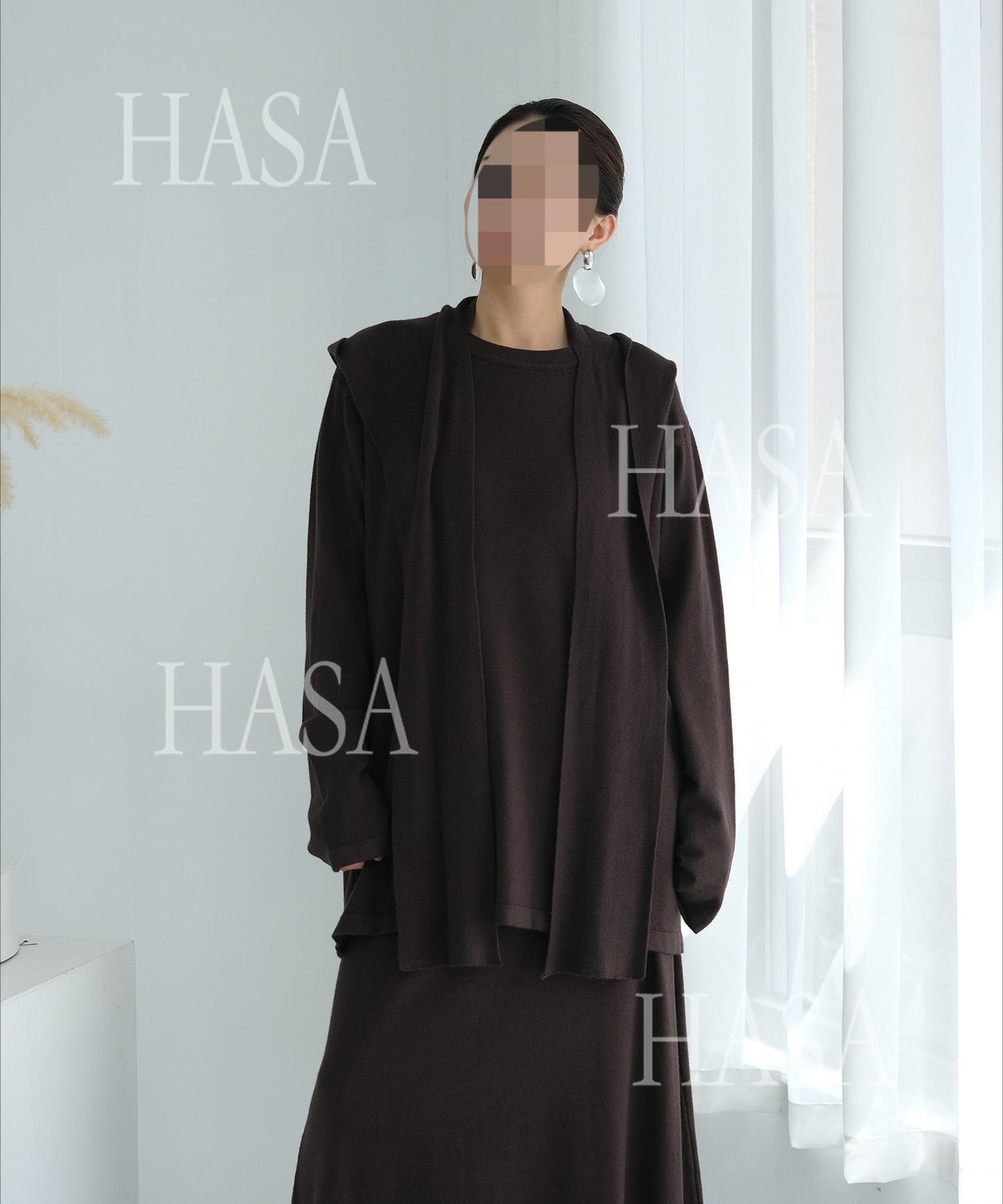 HS6609 Autumn and winter thickened knitted two-piece suit (excluding headscarf)