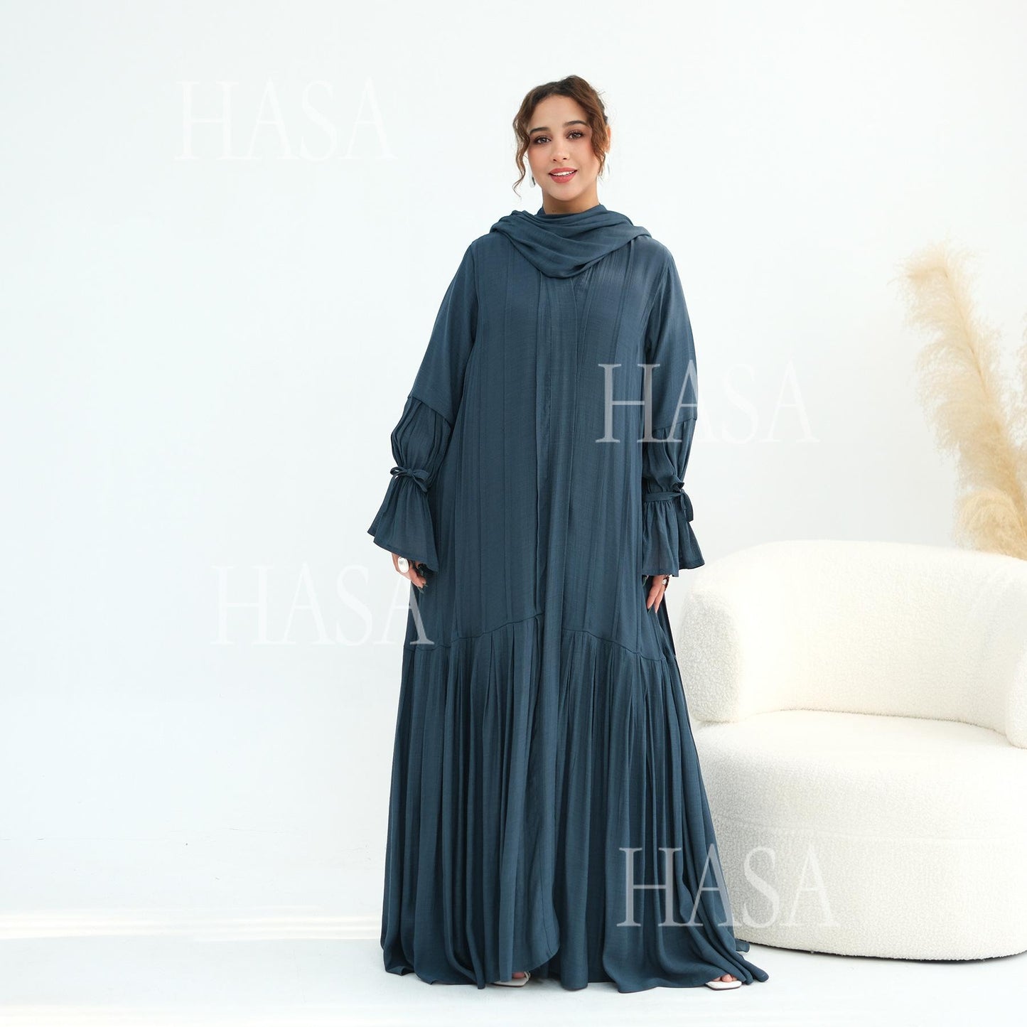HASA HS6802 Flowy Abaya and Hijab Set You Will Love