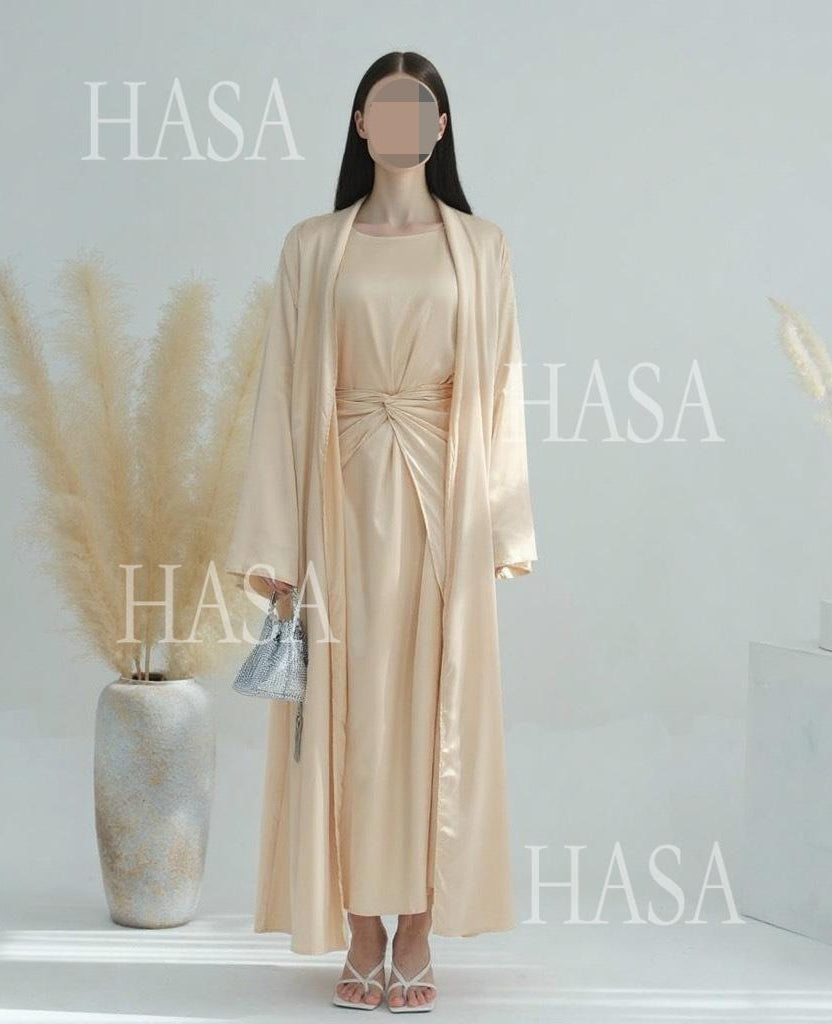 HS6581 Solid color three-piece women's long skirt suit