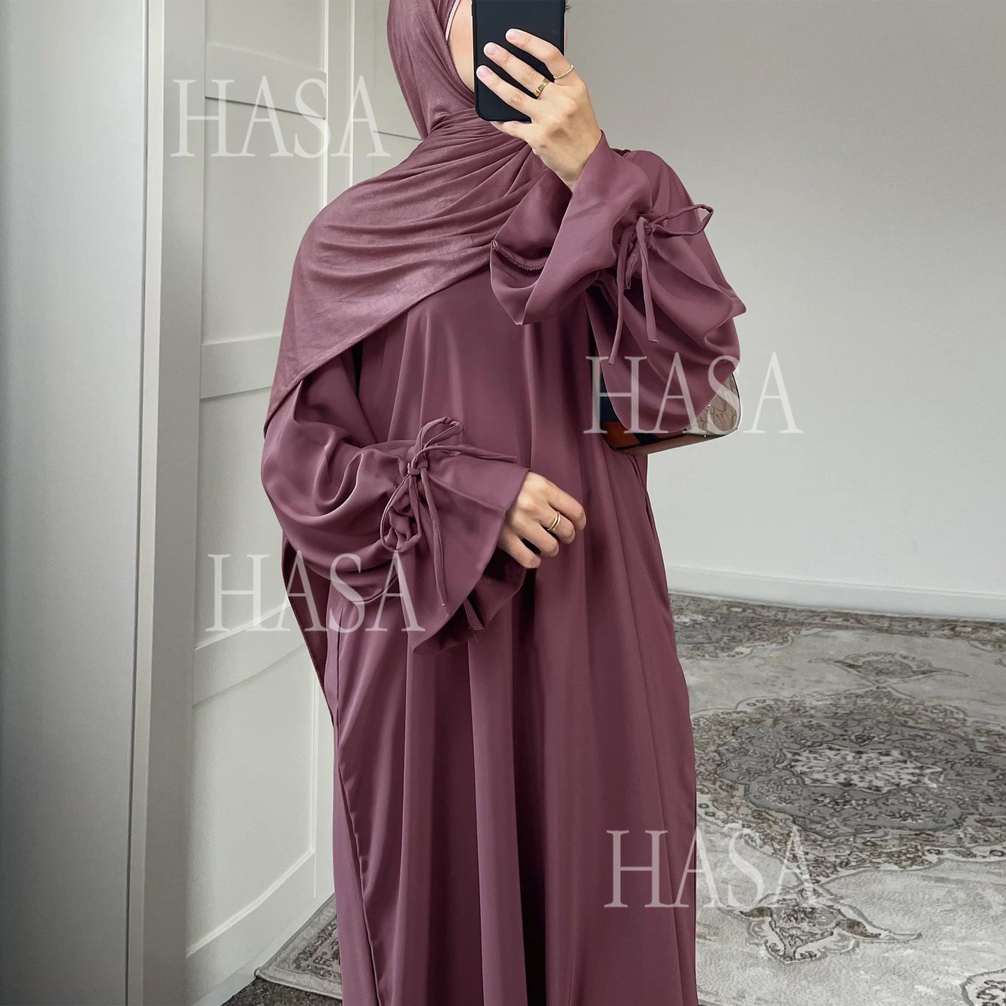 HS5861 Solid Color Sleeve Robe (without Headscarf), Elegant Temperament Instantly abaya girl
