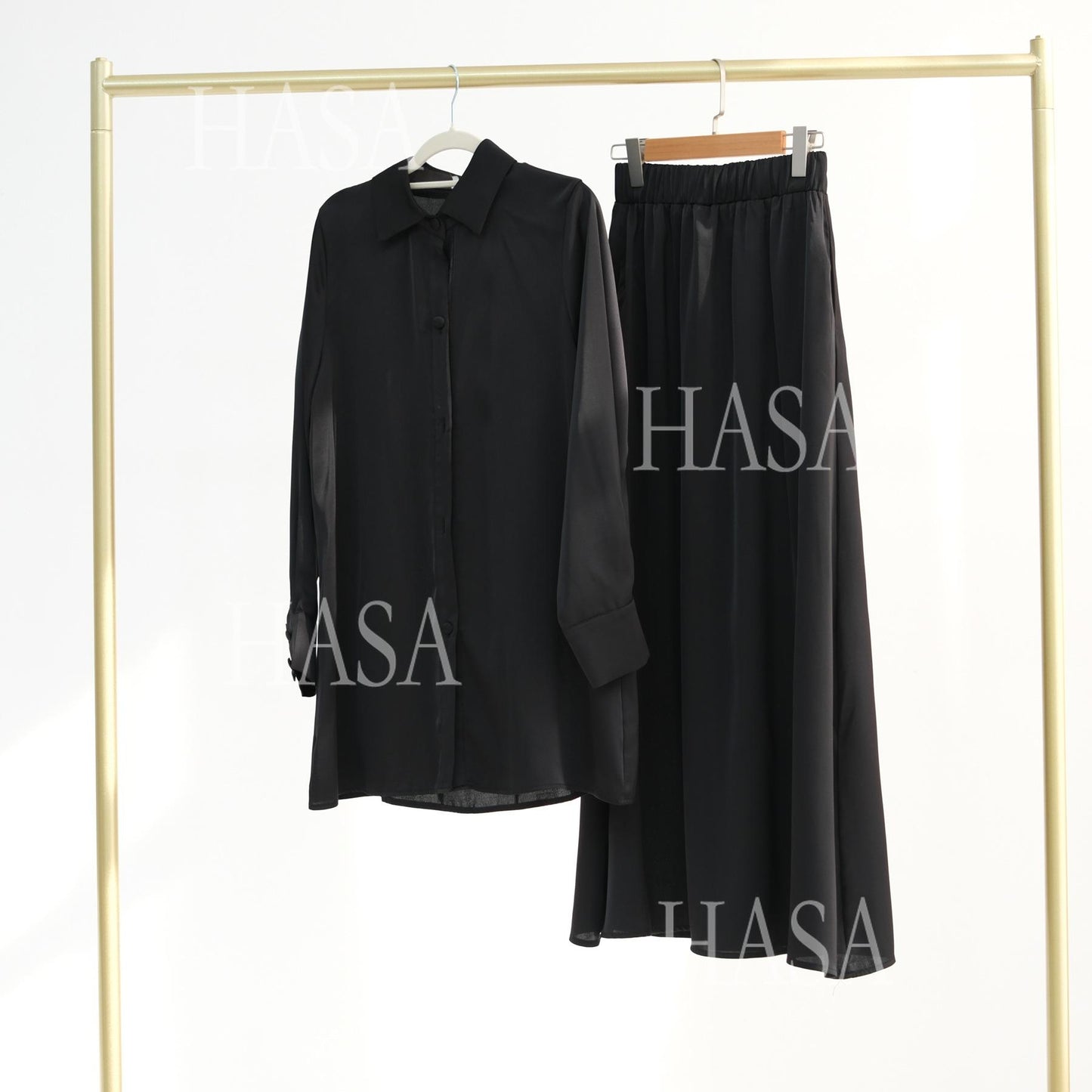 HS5874 Gentle Lace-up Two-piece Suit, Simple Texture, First Choice for Daily Wear abaya girl