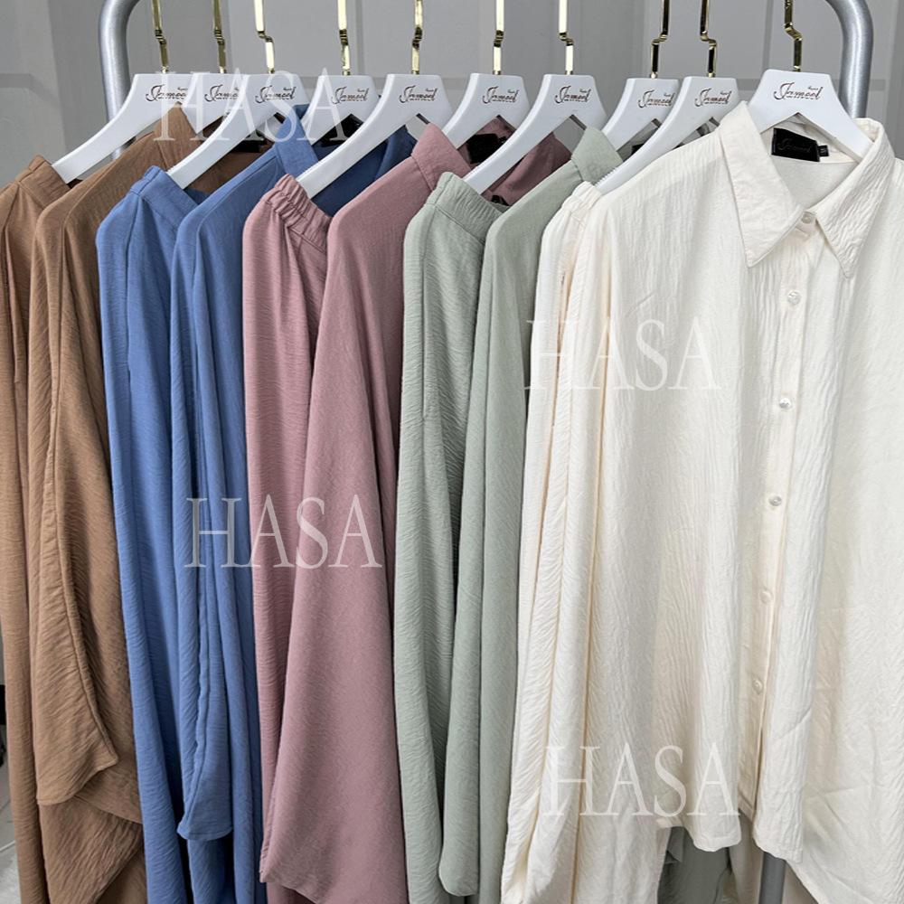 HS5855 High-end Crepe Linen Two-piece Suit (headscarf Not Included), Stylish and Simple, Showing Elegance