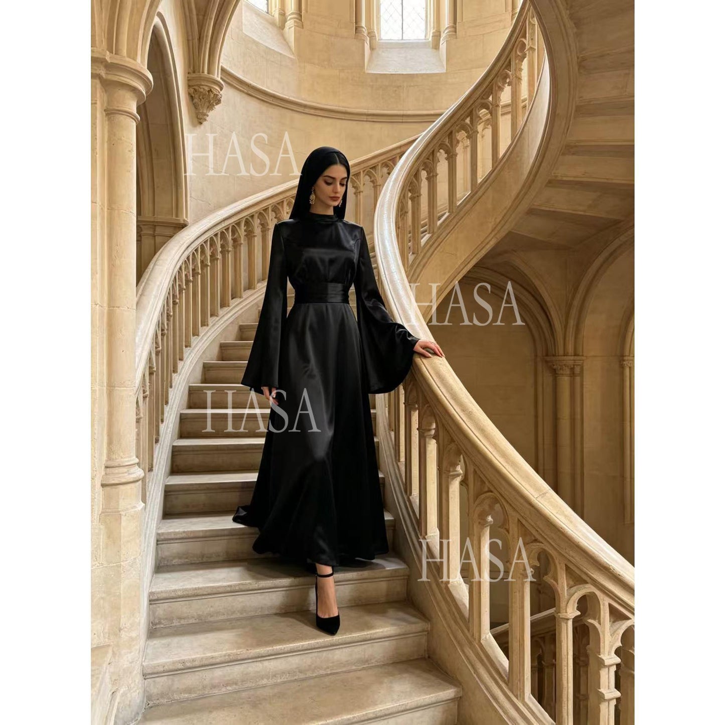 HS6748 Royal Inspired Flowing Maxi Dress