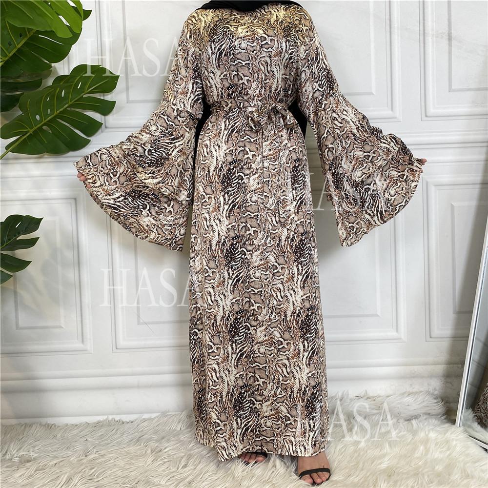 HS6590 Fashionable Printed Loose-fitting Dress with Lace-up Design and Wide Swing