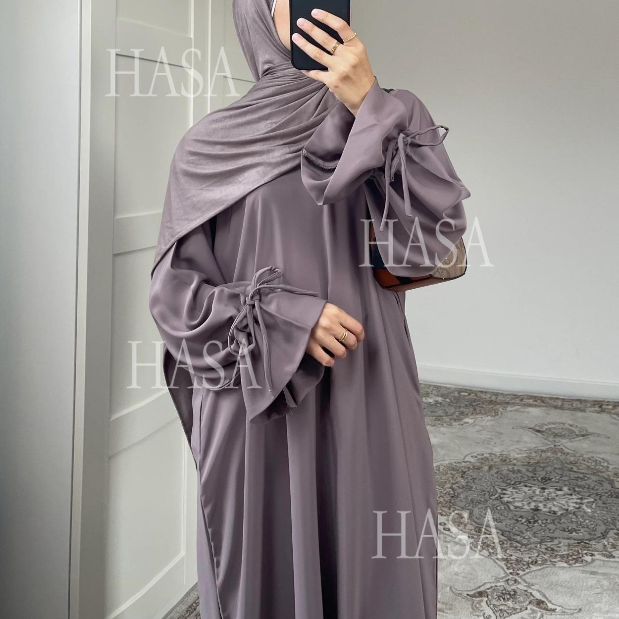 HS5861 Solid Color Sleeve Robe (without Headscarf), Elegant Temperament Instantly abaya girl