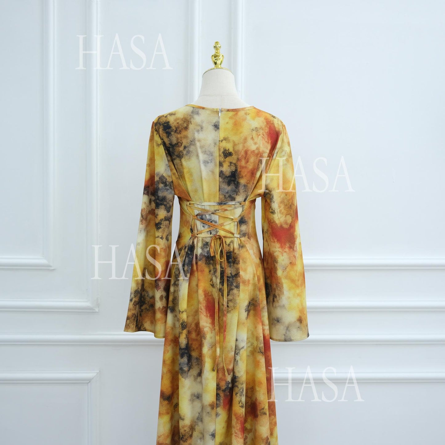 HS6550 Elegant Printed Abaya with Long Sleeves