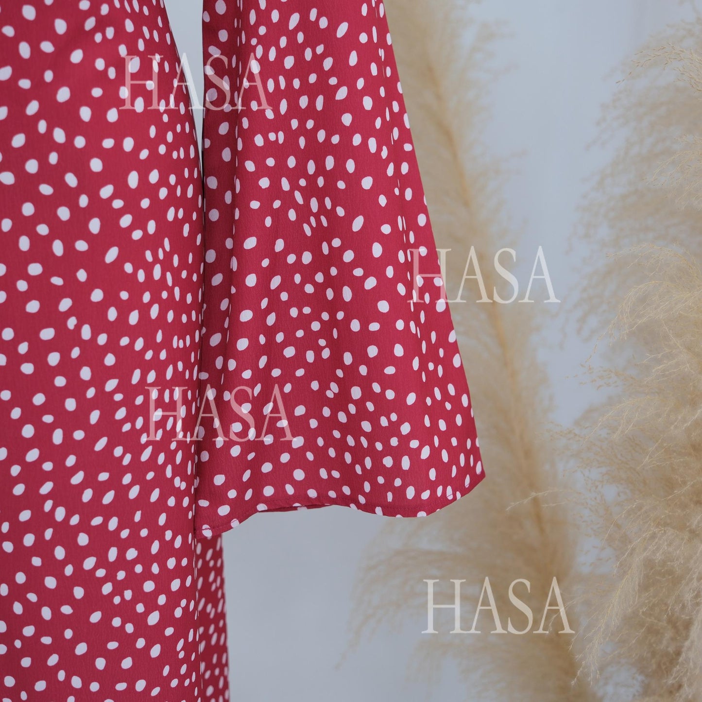 HASA HS6781 Graceful Modest Polka Dot Dress for Everyday Elegance