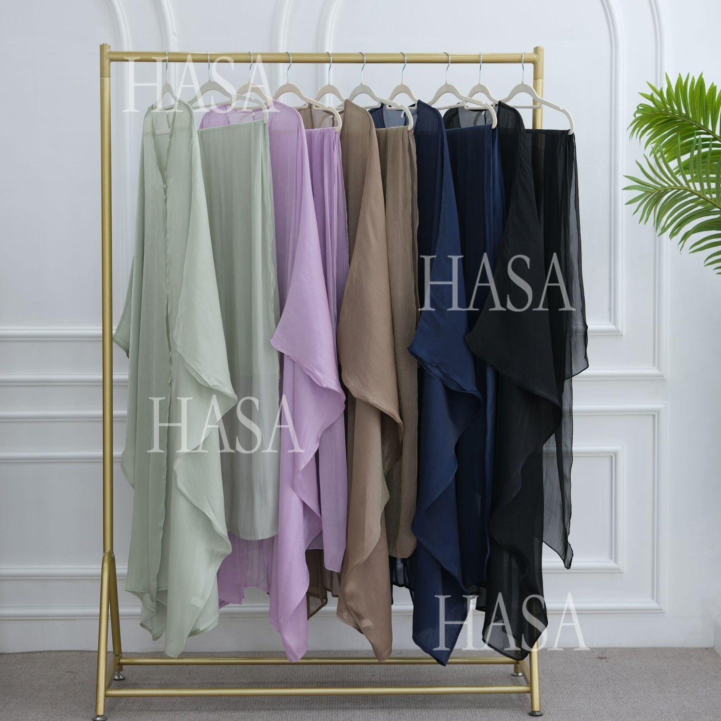 HS6534 Elegant Island Wrinkle Texture Solid Color Cardigan Robe