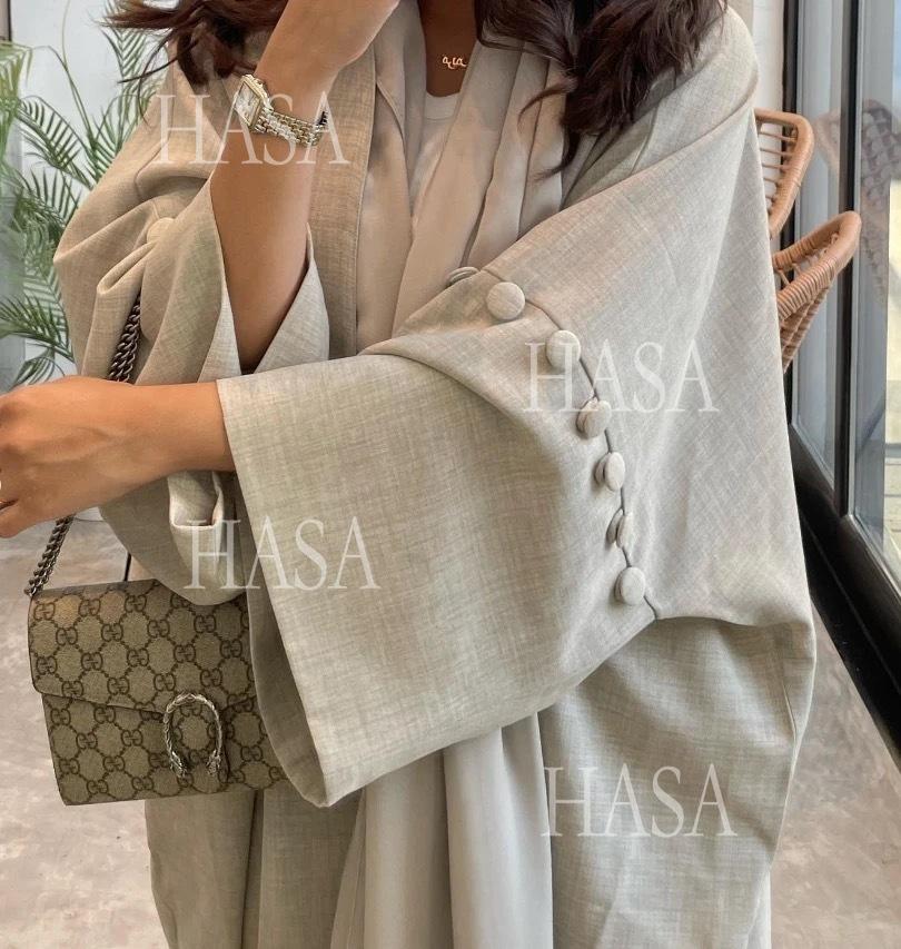 HS6561 Simple Style Large Size Long Cardigan Robe
