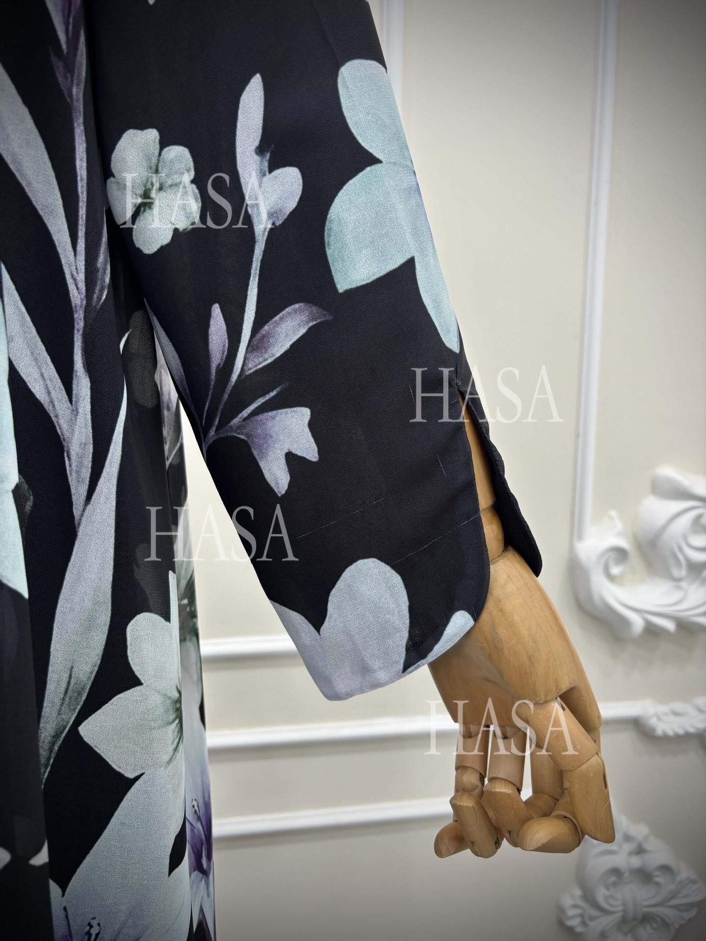HASA HS6810 Luxury Floral Open Front Abaya Set