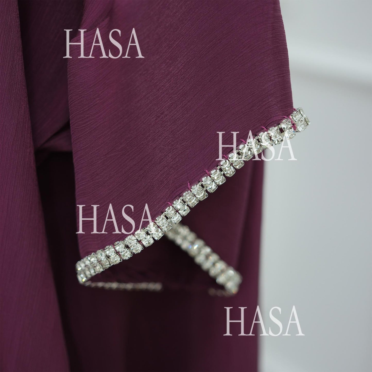 HS6553  Two-Piece Solid Abaya with Beaded Details and Matching Scarf Option