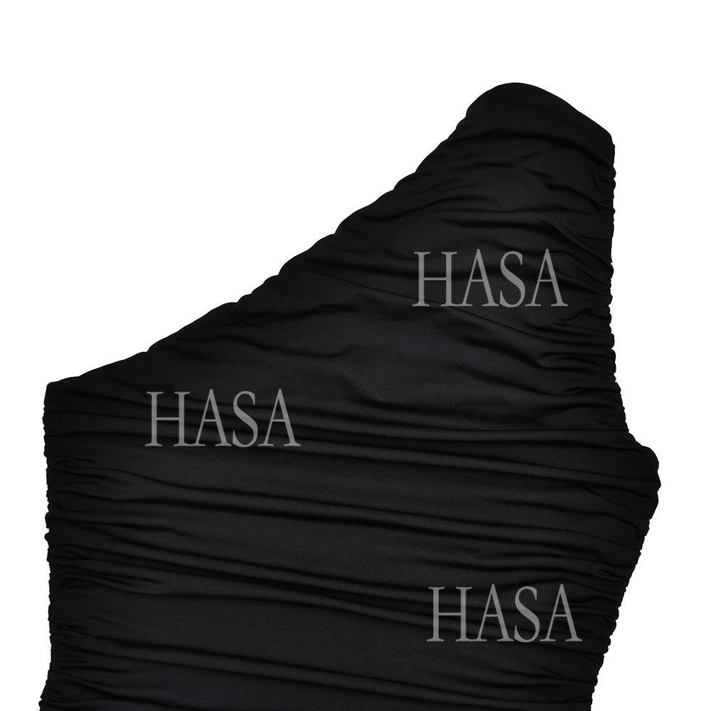 HASA HS6772 Slim Fit One Shoulder Mesh Lace Evening Dress