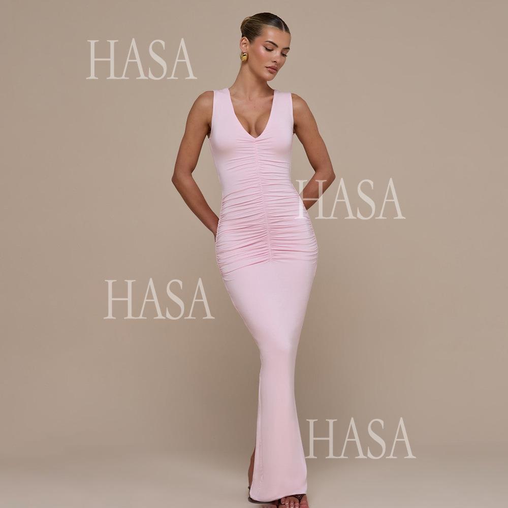 HASA HS6766 Chic Sleeveless Figure Hugging Dress