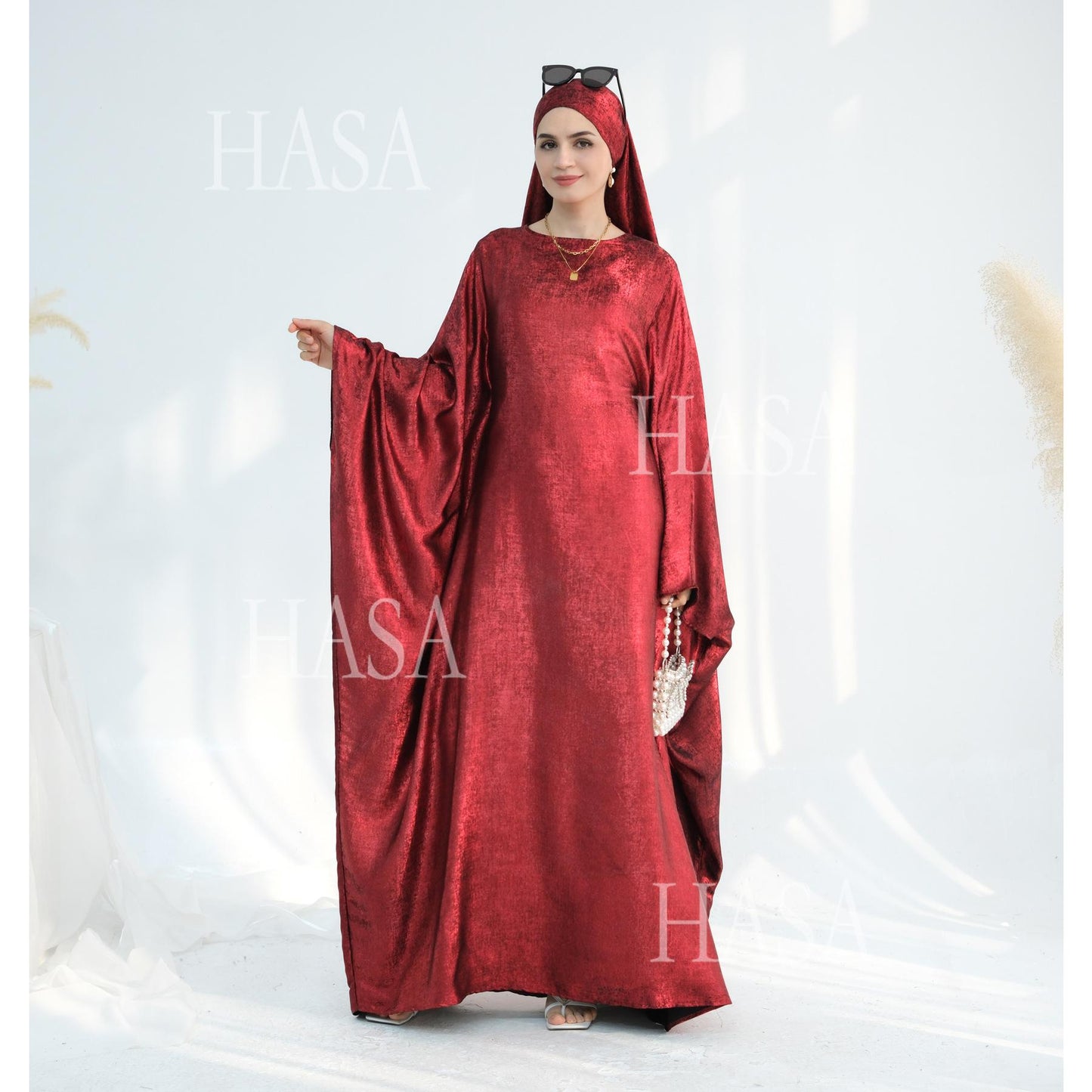 HS5879 Light-sensing Two-piece Dress | with Headscarf Design, The Overall Matching Is More Worry-free