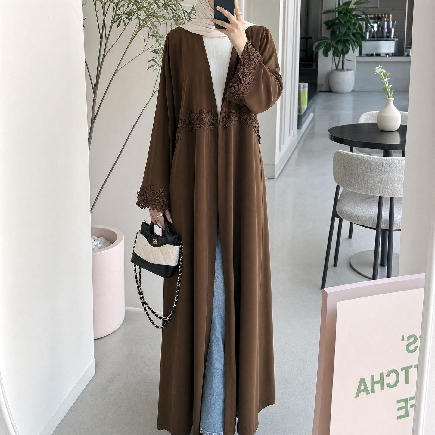 HASA HS6813 Loriya Exquisite Waist Pendulum Lace Long-sleeved Cardigan, Commuting Versatile Cross-border Long-sleeved Outer