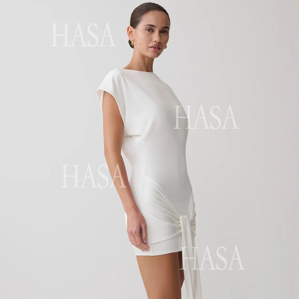 HASA HS6770 Minimal Chic Short Sleeve Mini Dress