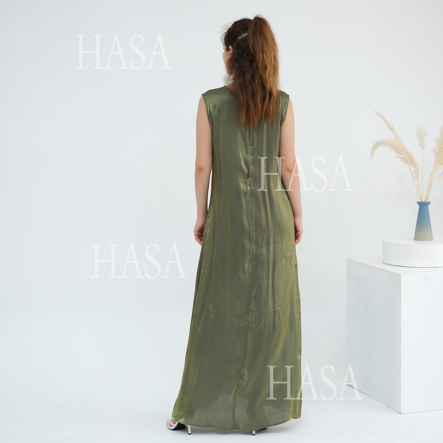 HS6530 Solid color simple two-piece long skirt suit