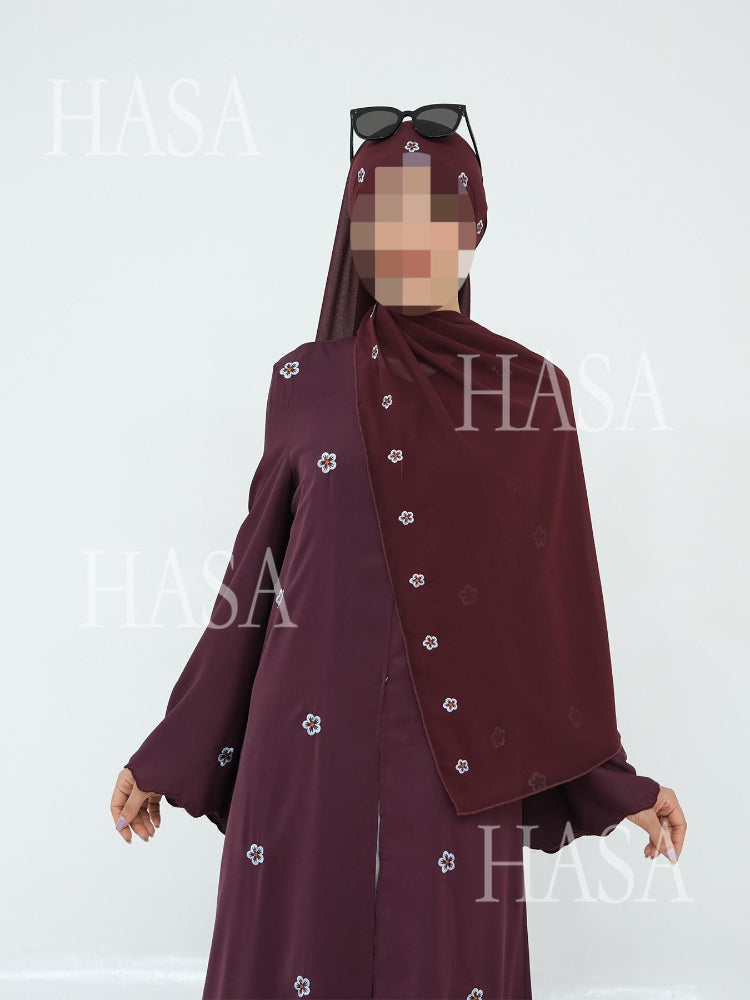 HS6612 All-over Embroidered Cardigan Two-piece Set