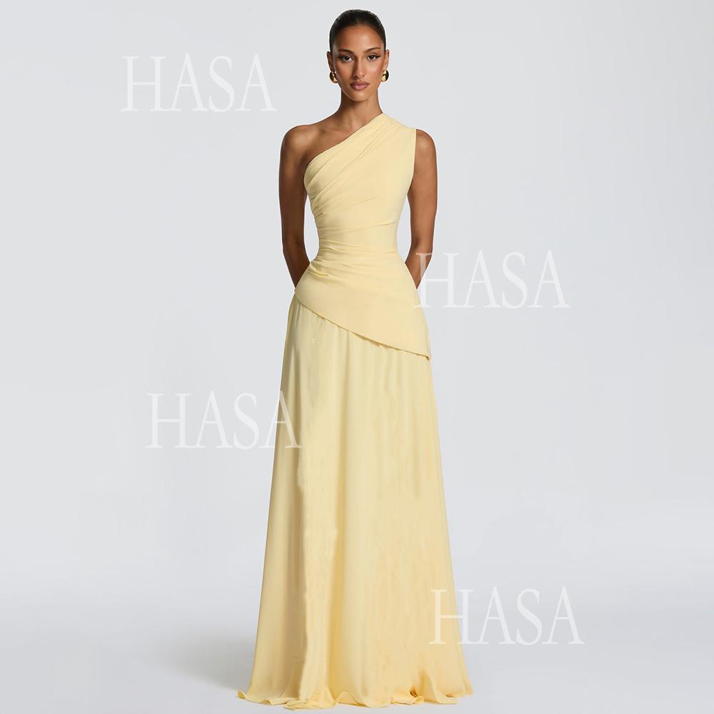 HASA HS6765 Elegant Sculpted Fit Maxi Dress