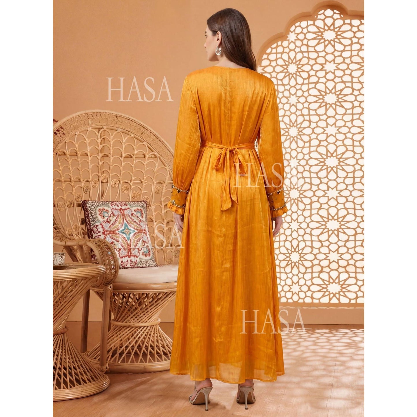 HASA HS6760 Elegant Flowing Occasion Abaya