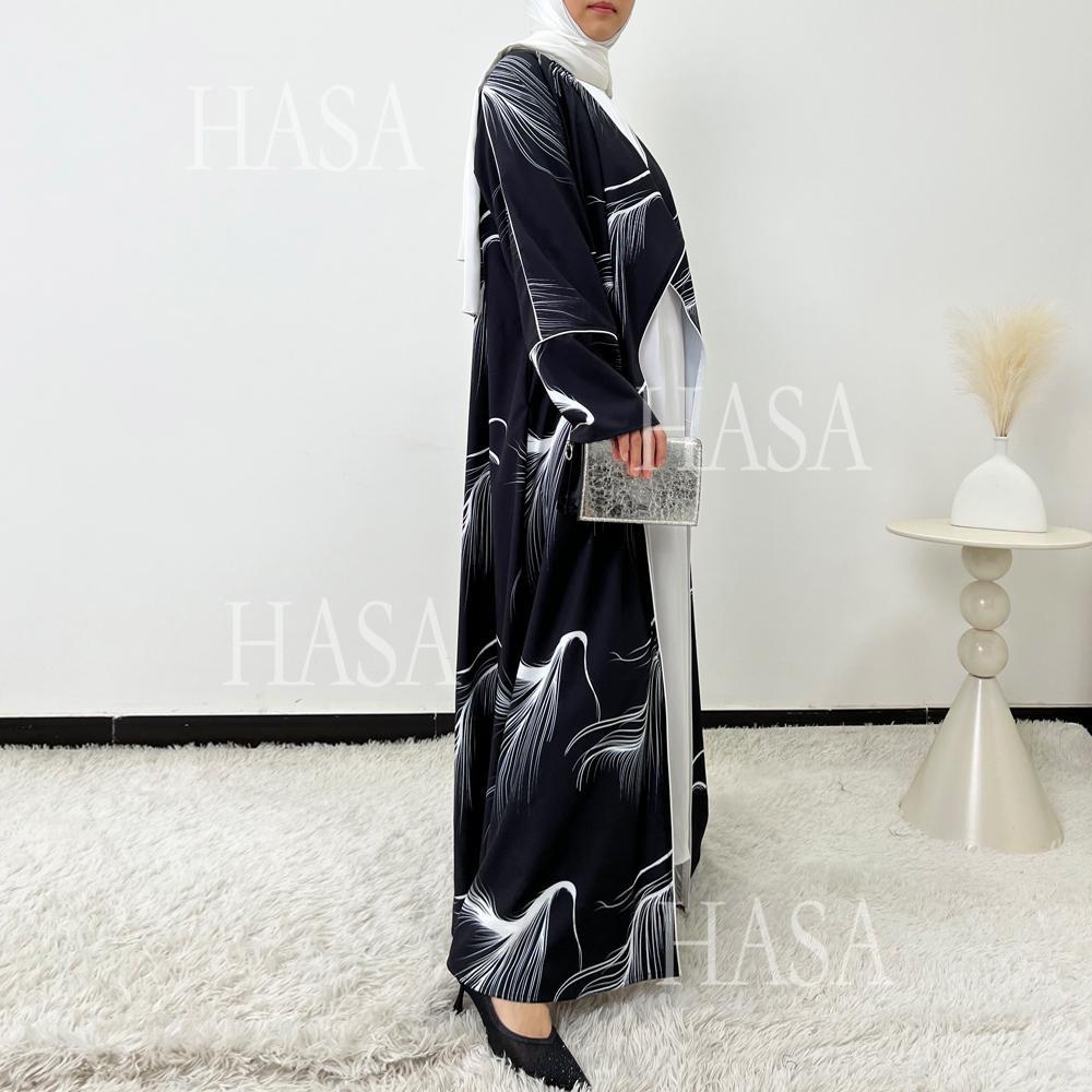 HS6498 Lightweight Printed Long Abaya Suit