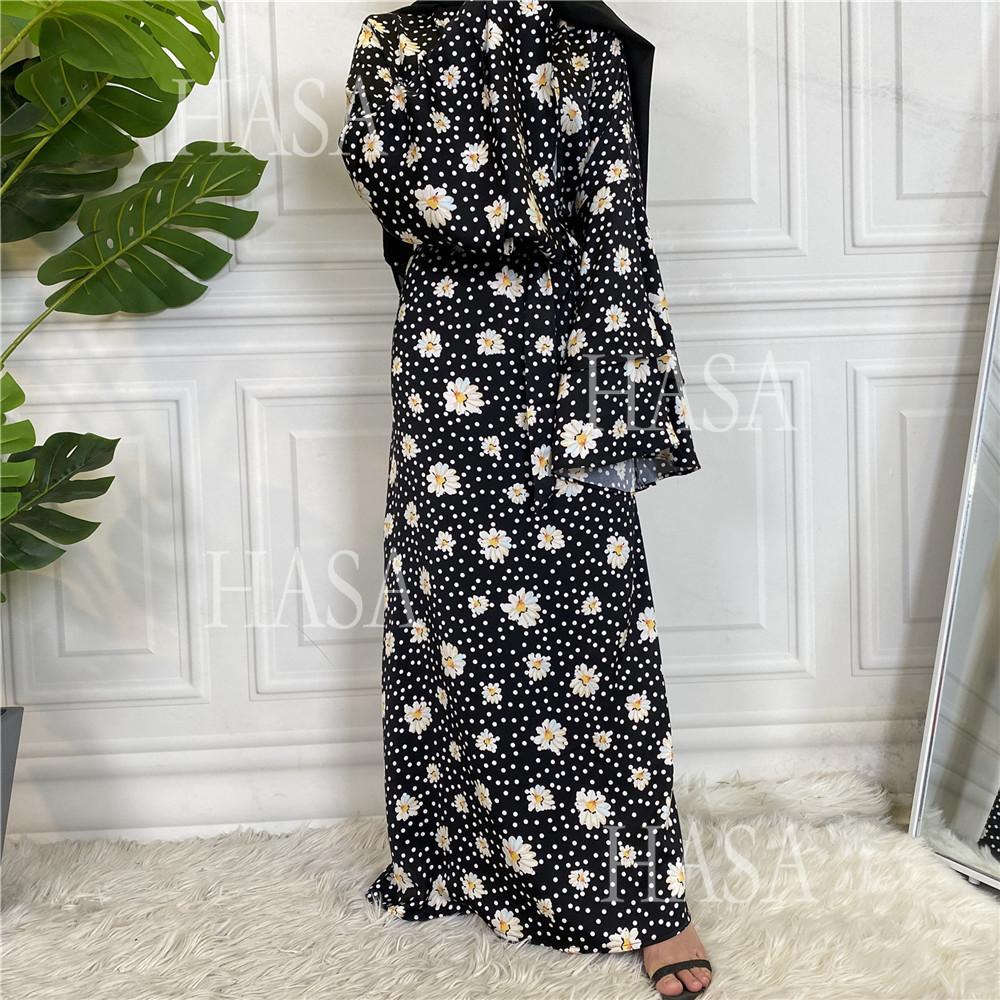 HS6590 Fashionable Printed Loose-fitting Dress with Lace-up Design and Wide Swing