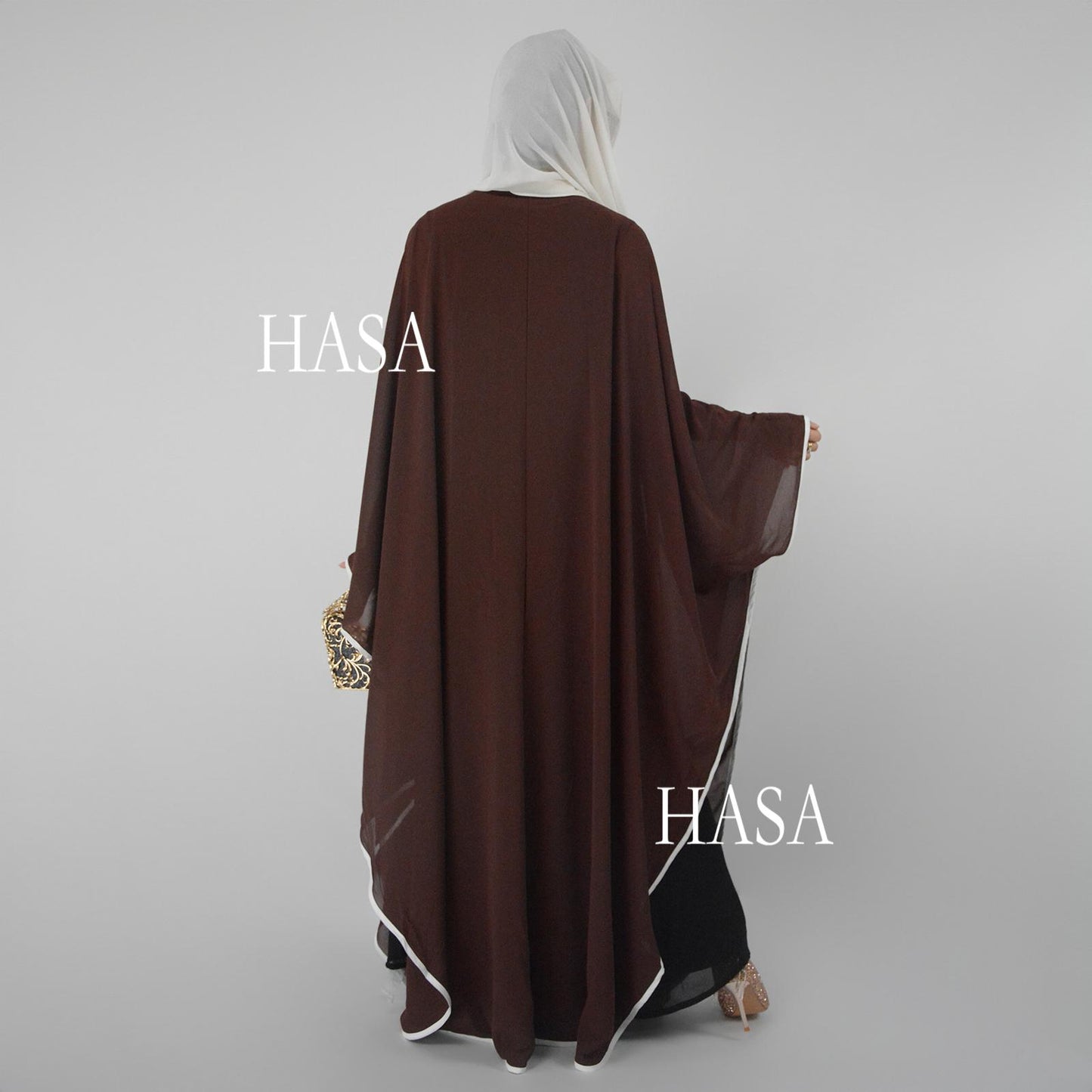 HS6325  One Size Chiffon Cover-Up with Batwing Sleeves and Button Front