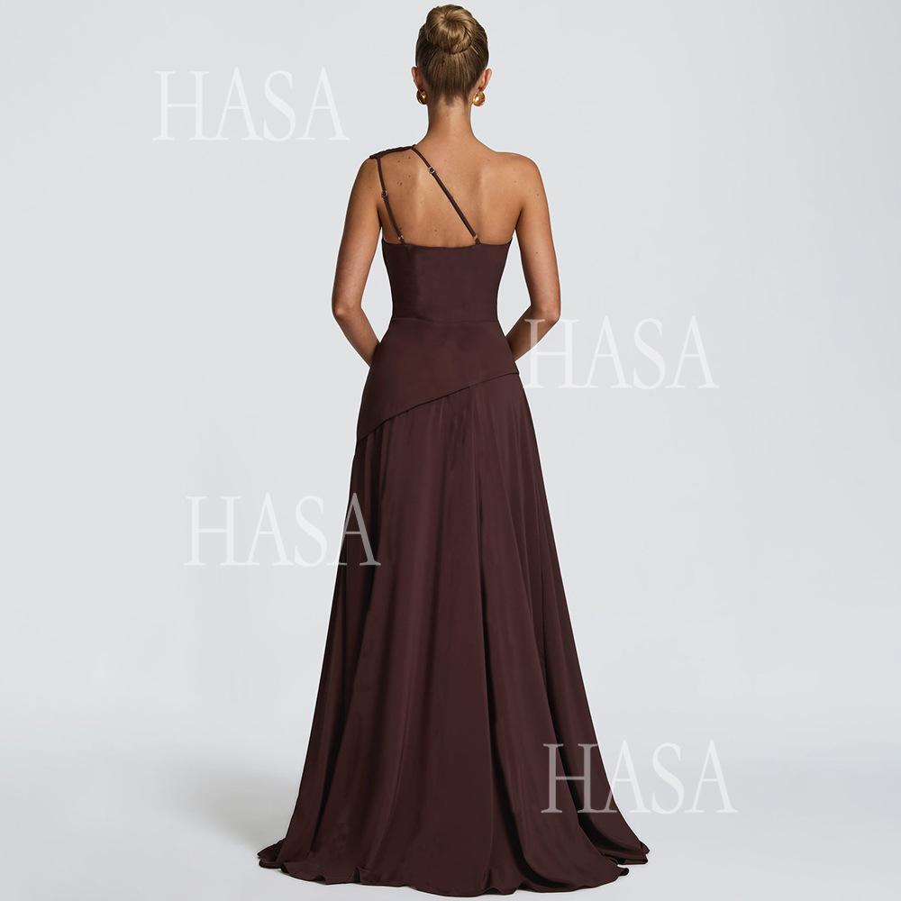 HASA HS6765 Elegant Sculpted Fit Maxi Dress
